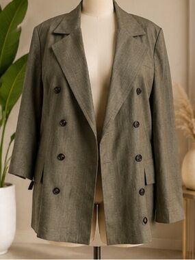Fashion Nova Olive Green Double-Breasted Trench Coat DRESS